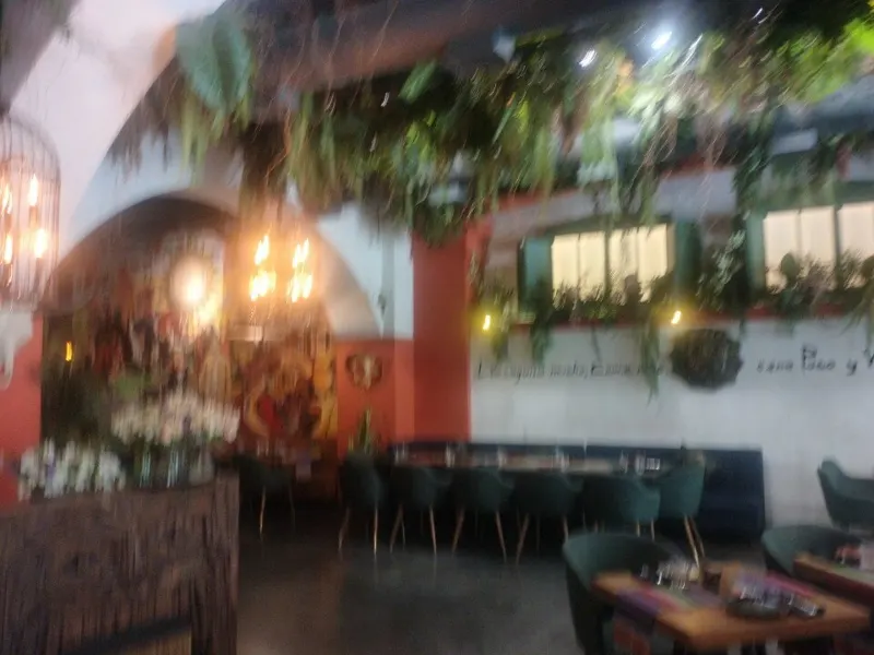 Dining hall with plants overhead